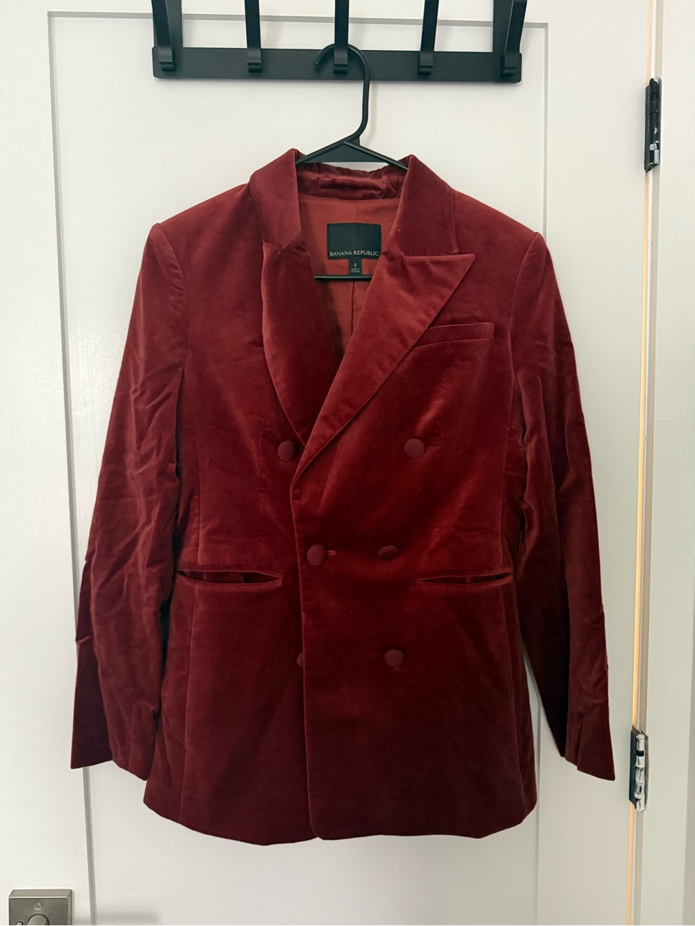 Banana Republic Double-Breasted Velvet Blazer in Burnt Orange
